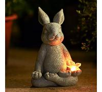 Yeomoo Meditazione, yoga, coniglio, statuette decorative per camera da letto, decorazione da giardino per esterni: coniglietto con farfalla solare, statuette da giardino, regalo per donne, mamma,