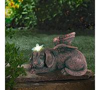 Yeomoo Statua decorativa da giardino a energia solare per esterni con bottly impermeabile decorazione per la casa cucciolo che dorme a energia solare statuetta funebre regalo per la casa e il cortile
