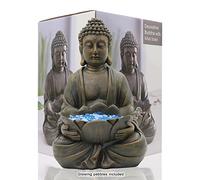 Yeomoo Statuetta di Buddha da meditazione, decorazione da giardino per esterni, Zen Buddha, decorazione da giardino, soggiorno, balcone, grande figura con ciottoli di loto e pietra di vetro, regalo