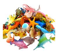 YeoNational&Toys Animali Marini, Confezione di 52 Mini Animali Giocattolo Assortiti in Plastica, Perfetti come Gioco per Bagnetto, Gioco Educativo, Decorazioni per Cupcake