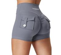 YEOREO CoreFlex Pantaloncini sportivi da donna Scrunch Training Shorts con tasche a V Cross Vita Butt Lifting High Waisted Gym Yoga Booty Shorts, grigio., M