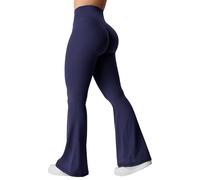 YEOREO Flare Scrunch Leggings da donna V Cross Bell Bottom Yoga Pantaloni a vita alta Controllo pancia Bootcut Leggings da allenamento, #2 Blu marino, S