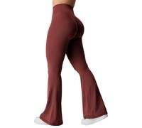 YEOREO Flare Scrunch Leggings da donna V Cross Bell Bottom Yoga Pantaloni a vita alta Controllo pancia Bootcut Leggings da allenamento, #1 Borgogna, L
