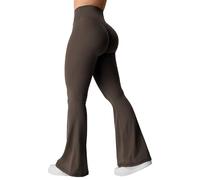 YEOREO Flare Scrunch Leggings da donna V Cross Bell Bottom Yoga Pantaloni a vita alta Controllo pancia Bootcut Leggings da allenamento, #1 Caffè, M