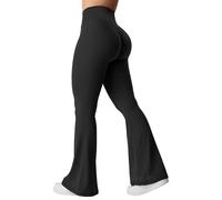 YEOREO Flare Scrunch Leggings da donna V Cross Bell Bottom Yoga Pantaloni a vita alta Controllo pancia Bootcut Leggings da allenamento, #1 Nero, S