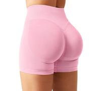 YEOREO SoftHue - Pantaloncini sportivi da donna Invisible Scrunch Butt Lifting Gym Training Shorts 4,5" senza cuciture leggings corti da donna push up Booty Biker Shorts, Colore: rosa., S