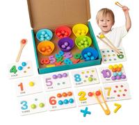 Yeory Contare i Giocattoli per i più Piccoli 1-3, Digital Learning Montessori Giocattoli con Perline, Bacchette e cucchiai, Gioco di Matematica educativa per Bambini, Bambini