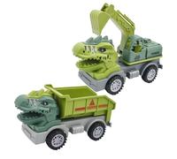 Yeory I Giocattoli di Sabbia da 2 Pezzi, i Giocattoli per la Costruzione di Dinosauri includono Escavatore e cassonetto, Simulazione e Auto reversibili per Regalo per Bambini, Camion di costruzi