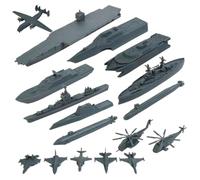 Yeory Jeu de Bataille navale réaliste, 17 pièces, proportionnel, comprenant des navires et des avions, cadeaux éducatifs et de motricité fine pour Enfants, Gris, Battleship