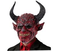 Yeory Maschera del diavolo Scarico Realistic Full Face Mask con corno di bue per Halloween, Masquerade, Propts Cosplay, 13.4x14, 6 pollici, diavolo