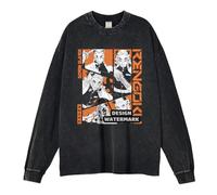 YEOSEA T-Shirt Manches Longues Homme À Imprimé Graphique, 100% Coton, Coupe Ample Confortable, col Rond, Inspiré De La Culture Japonaise (1,M)