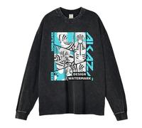 YEOSEA T-Shirt Manches Longues Homme À Imprimé Graphique, 100% Coton, Coupe Ample Confortable, col Rond, Inspiré De La Culture Japonaise (9,L)