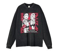 YEOSEA T-Shirt Manches Longues Homme À Imprimé Graphique, 100% Coton, Coupe Ample Confortable, col Rond, Inspiré De La Culture Japonaise (7,XXL)