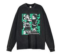 YEOSEA T-Shirt Manches Longues Homme À Imprimé Graphique, 100% Coton, Coupe Ample Confortable, col Rond, Inspiré De La Culture Japonaise (6,XXL)