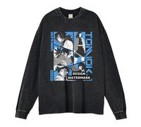 YEOSEA T-Shirt Manches Longues Homme À Imprimé Graphique, 100% Coton, Coupe Ample Confortable, col Rond, Inspiré De La Culture Japonaise (5,XXL)