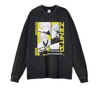 YEOSEA T-Shirt Manches Longues Homme À Imprimé Graphique, 100% Coton, Coupe Ample Confortable, col Rond, Inspiré De La Culture Japonaise (4,M)