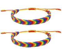 YEOVIBL 2 bracciali arcobaleno - bracciale dell'amicizia regolabile per uomo e donna - bracciale boho intrecciato a mano & cavigliera - colorato accessorio LGBTQ per Pride, Festival, uso quotidiano