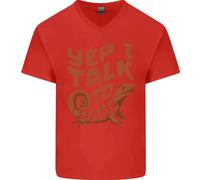 Yep I Parlare A Lucertole Camaleonti Uomo Scollo A V Cotone T-Shirt