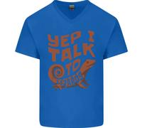 Yep I Parlare A Lucertole Camaleonti Uomo Scollo A V Cotone T-Shirt