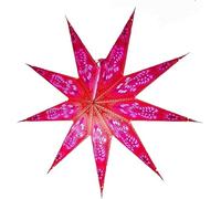 YEPSIO Paralume di carta a forma di stella, grande 60 cm, decorazione da appendere per Natale, matrimonio, casa, festa di compleanno, pieghevole, stella a 9 punte (rosso glitter, rosa, viola)