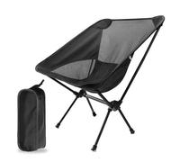 YEQING Portable Outdoor Moon Camping Chair, Ultra-Light Aluminum Alloy Folding Backrest Chair, Lightweight Leisure Seat for Camping & Travel(Black)