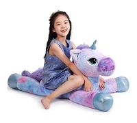 Yeqivo Giocattoli di Unicorno Gigante Peluche Animali di Peluche di Unicorno Viola Grande Arcobaleno Unicorn Plush （Blu,110CM