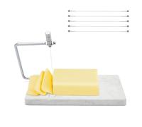 Yeqqzq Affettatrice per formaggio, resistente, 12,7 x 20,3 cm, con 5 fili raplacement, tagliere in marmo lucido per formaggio e burro, facile da sostituire