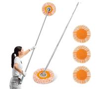 Yeqqzq Mocio per la pulizia regolabile da 188 cm, girevole a 360° con 3 teste riutilizzabili, manico esteso per la pulizia di pavimenti, porte e finestre
