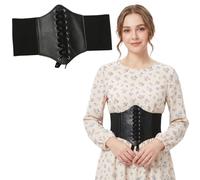 YEQUKK 1 pcs Corsetto Donna Stile Retrò Cintura Larga Elastica, Cintura da Donna Waspie Corset Halloween, Cintura Larga con Lacci, Corsetto Elastico in Vita, Pirati per Feste e Altri Eventi, Nero-88cm