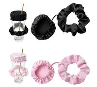 YEQUKK 2 Pezzi Drink Protector Scrunchie, Copribevande Anti Spuntoni Coperchio Protettivo per Tazza Riutilizzabili e Lavabili Protezione Elastica con Foro per Cannuccia per Cannuccia per Spiaggia Bar
