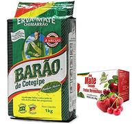 Yerba Mate Set da Tè Barao Chimarrao: De Cotegipe Nativa 1 kg + Tostado Frutti Rossi 25 bustine di tè | Bevanda disintossicante ed energetica