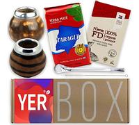 Yerba Mate Set Yerbox: Fede Rico Potente con Erbe 250g + Taragui Tradizionale 250g | Tazza Mate (Colore Leopardo e Tigre) - 2x Zucca | 2x Bombilla in acciaio inossidabile | Spazzola per la Pulizia