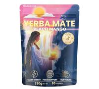 Yerba Mate - Tè alla pesca e mango, super calmo, a basso contenuto di zuccheri, energia pulita, non si schianta, resta rinfrescato e concentrato, ideale per gli appassionati di salute, 30 porzioni