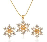 Yerdos Collana con ciondolo fiocco di neve di Natale Set di orecchini a perno Collana con fiocco di neve in cristallo invernale di Natale Orecchini natalizi Gioielli regalo per donna Ragazze