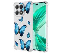 Yerebel Cover per Honor X8A, Cover carina per Honor X8 A Trasparente con bordi flessibili in TPU gomma morbida e silicone Custodia per Honor X8A Farfalla Blu