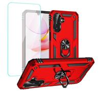 Yerebel Custodia per Galaxy A26/Galaxy A17 SM-A266B con pellicola protettiva in vetro temperato, grado militare, anello in metallo, supporto magnetico, resistente, per Samsung Galaxy A26, rosso