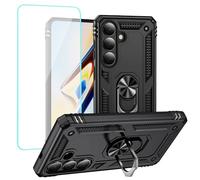 Yerebel Custodia per Galaxy S26 Plus/per Samsung S26+ 5G SM-S947B con pellicola protettiva in vetro temperato, anello in metallo, supporto magnetico, copertura resistente per Samsung Galaxy S26+, nero