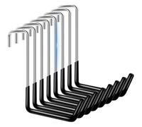 YERENCY Grandi ganci a S da appendere - Robusto gancio per scale, piante, fune e bicicletta per travi e travi - Rivestimento in vinile antiscivolo - Portata fino a 22,5 kg (8, nero)