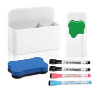 Yeria 2 Pezzi Portapenne Magnetici con 4 Penna Magnetica e 2 Cancellino Lavagna Magnetica Bianca, Supporto per Pennarello Magnetico per Casa e Ufficio per Armadietto della Lavagna Magnetica Frigo
