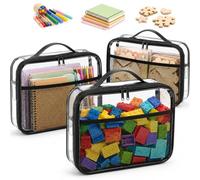 Yeria Set di 3 sacchetti per giocattoli in PVC, impermeabili | Organizer da viaggio per mattoncini da costruzione, puzzle, giocattoli da bagno e materiale per il fai da te