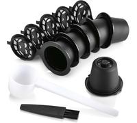 Yerleomit Capsule di caffè ricaricabili per Nespresso, 6 pezzi capsule ricaricabili capsule riutilizzabili capsule di caffè ricaricabili capsule per Nespresso con cucchiaino da caffè con spazzolino