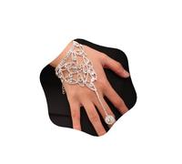 YERTTER Delicata catena a mano con strass di cristallo, braccialetto schiavo Harnss braccialetto a catena per dita braccialetto argento oro catena a mano anello bracciale da sposa donna (stile 6)