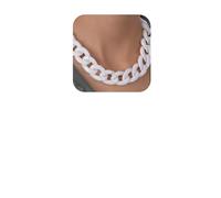 YERTTER Graziosa collana girocollo colorata in acrilico con catena grossa in resina, stile punk, per feste hip hop (B-Pure White)