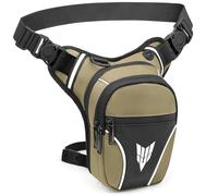 YERUUE Marsupio Gamba Moto Impermeabile per Uomo Donna Capacità Espandibile Borsello da Gamba Regolabile con Cintura Riflettente Marsupio Cosciale Uomo per Viaggi in Moto Campeggio Outdoor (Cachi)