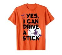 Yes I Can Drive A Stick Strega Divertente Halloween Luna Maglietta