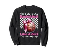 Yes I Do Play Basket Like A Girl Mom Coquette Bow Felpa