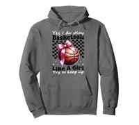 Yes I Do Play Basket Like A Girl Mom Coquette Bow Felpa con Cappuccio