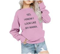 Yes I Know I Look Like My Mama Felpa per Ragazze Girocollo Autunno Inverno Felpe Divertenti Pullover Felpe con cappuccio, rosa, 9-10 Years