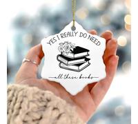 Yes I Really Do Need All These Books Ornamenti da appendere per insegnanti Ornamento rotondo per albero di Natale in ceramica personalizzato topi di biblioteca Pallina di Natale per vacanze festive