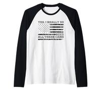Yes I Really Do Need all These Cars - Bandiera Americana Maglia con Maniche Raglan